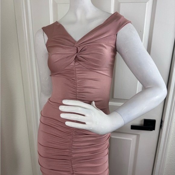 Blue. S Nude Pink Off Shoulder Ruched Jersey Slit Mermaid Dress Size M #137 - Picture 8 of 15